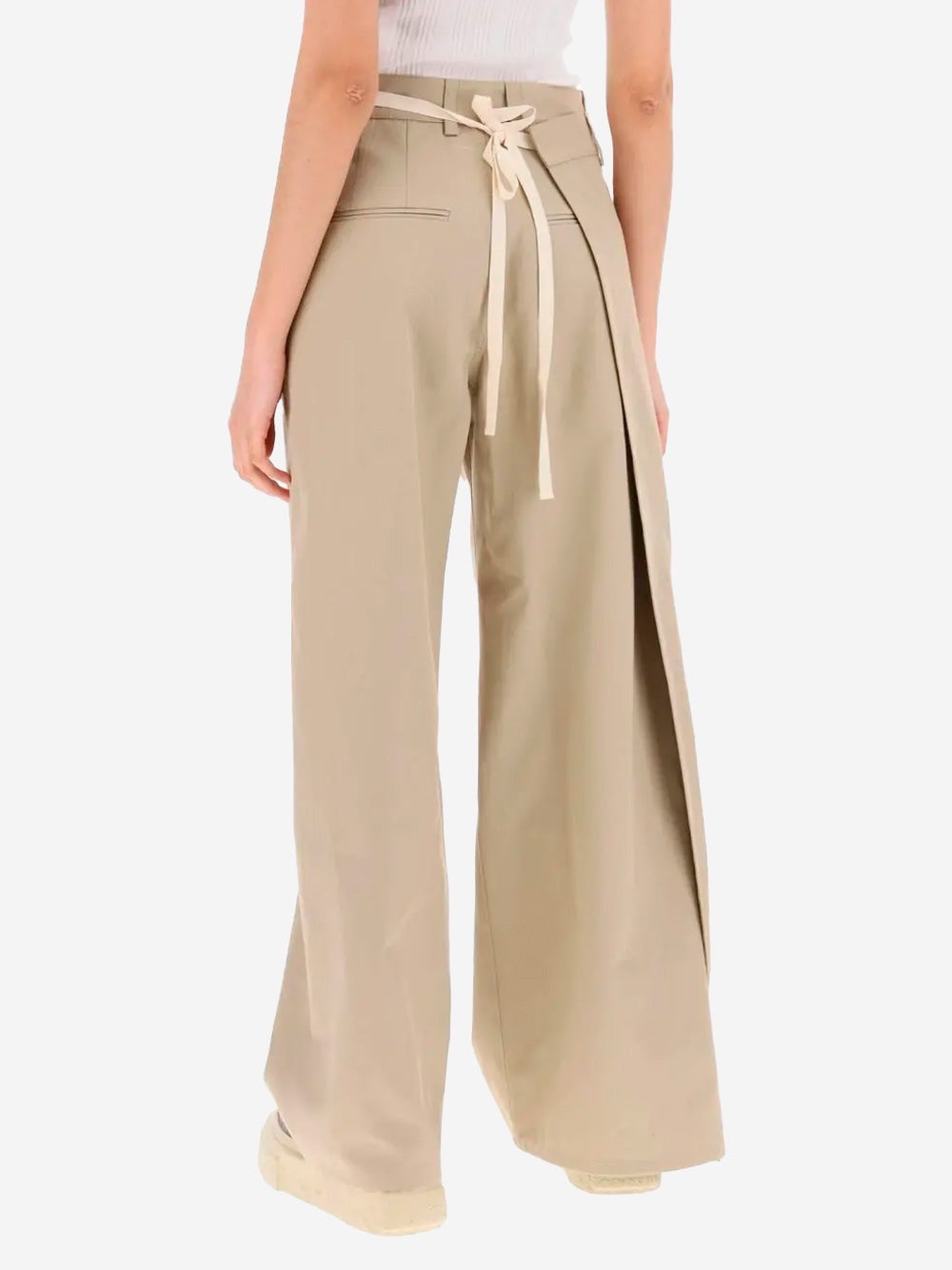 NEW WITHOUT TAGS MM6 MAISON MARGIELA Beige Gabardine Wide Pants S62KB0195